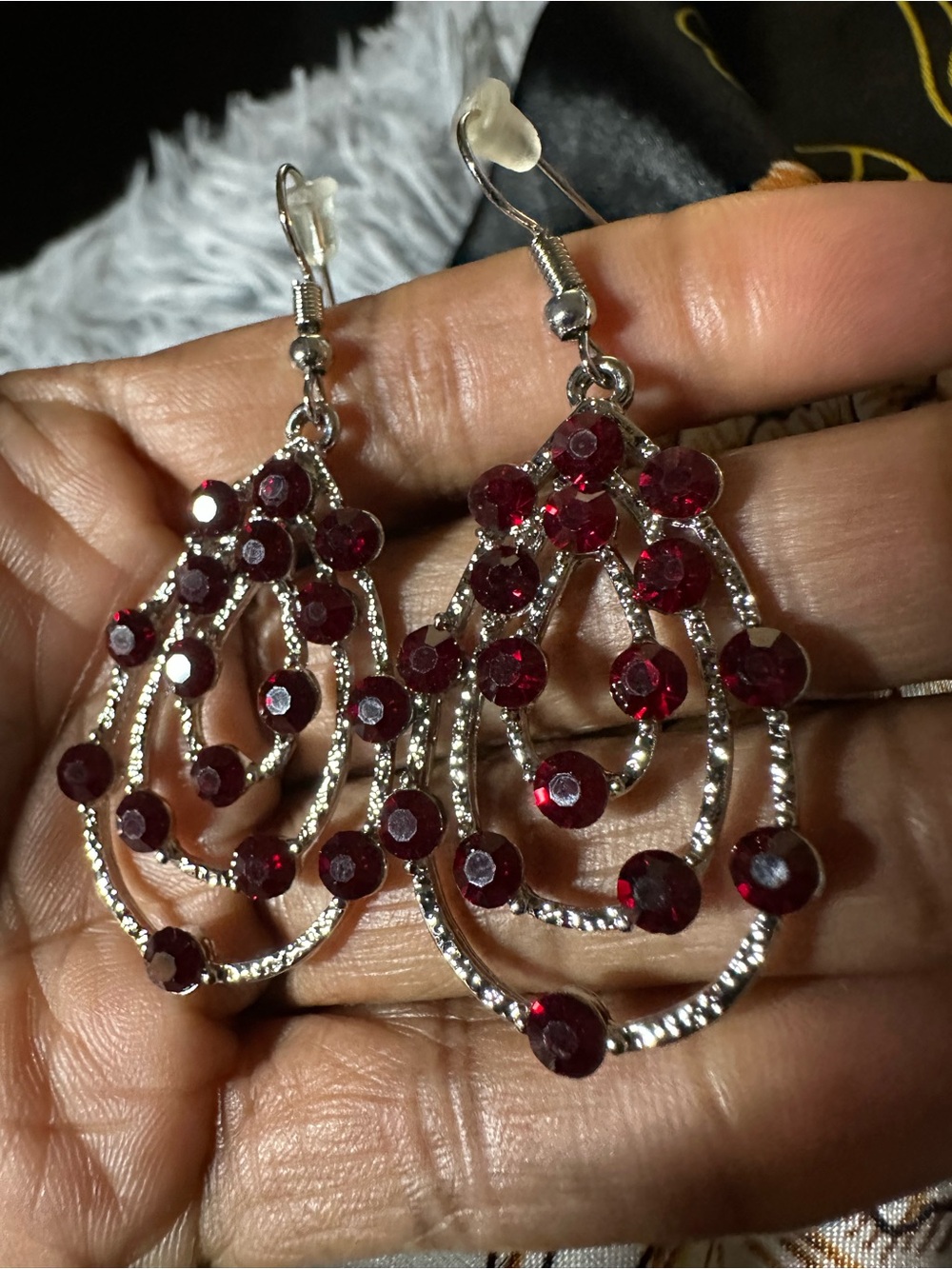 Elegant Red Crystal Drop Earrings - Women Jewelry